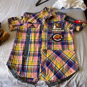 Medium heritage button up pink and blue